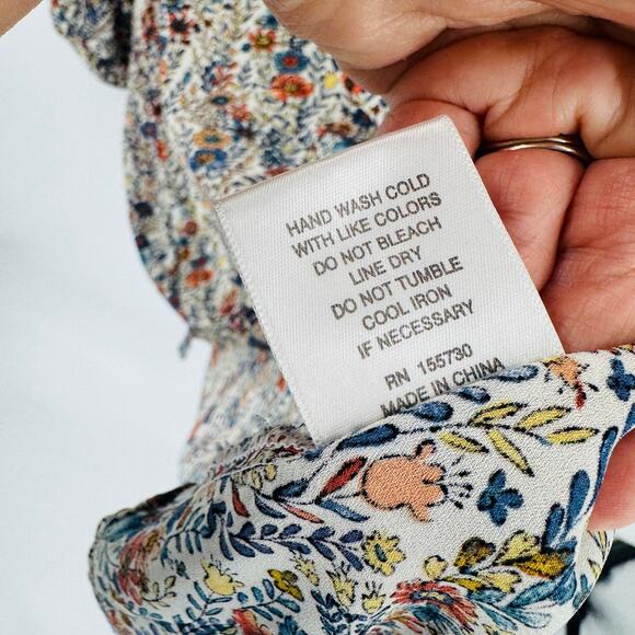 Rose + Olive Floral Print Button Front Blouse Size 2X Boho Floral Flowy Festival - Picture 5 of 8